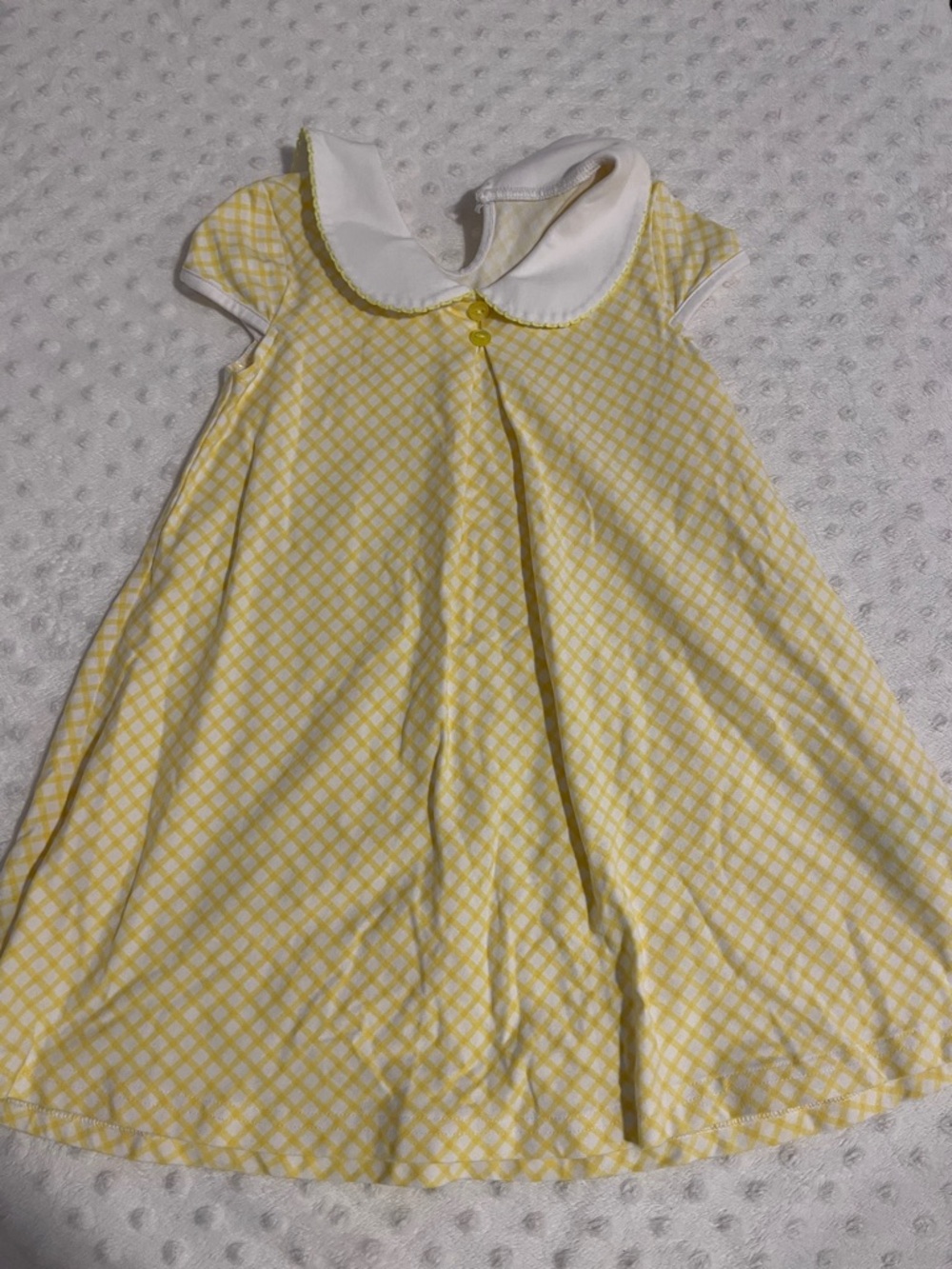Girls' Yellow Gingham Dress with White Peter Pan Collar